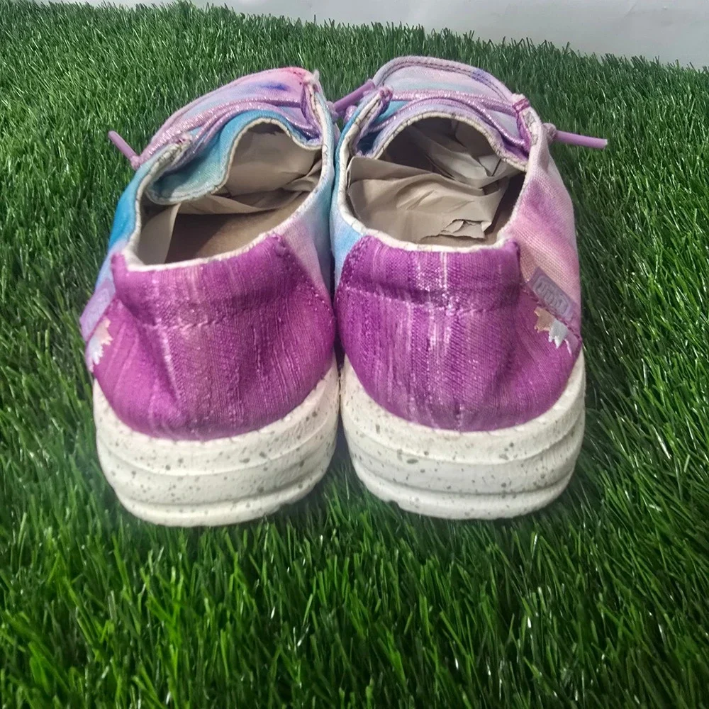 Hey Dude Size Y1 Multi Wendy Youth Dreamer Kids Unicorn Tie Dye Loafers
